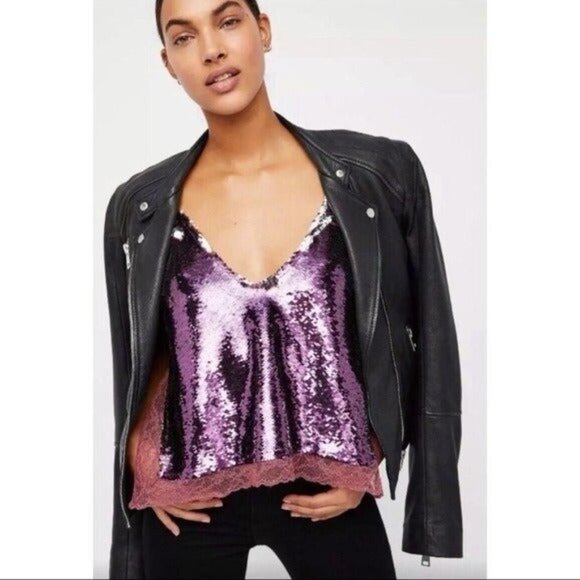NEW! Intimately Free People Swingin Sequin Tank Cami Pink SZ S - Picture 3 of 9